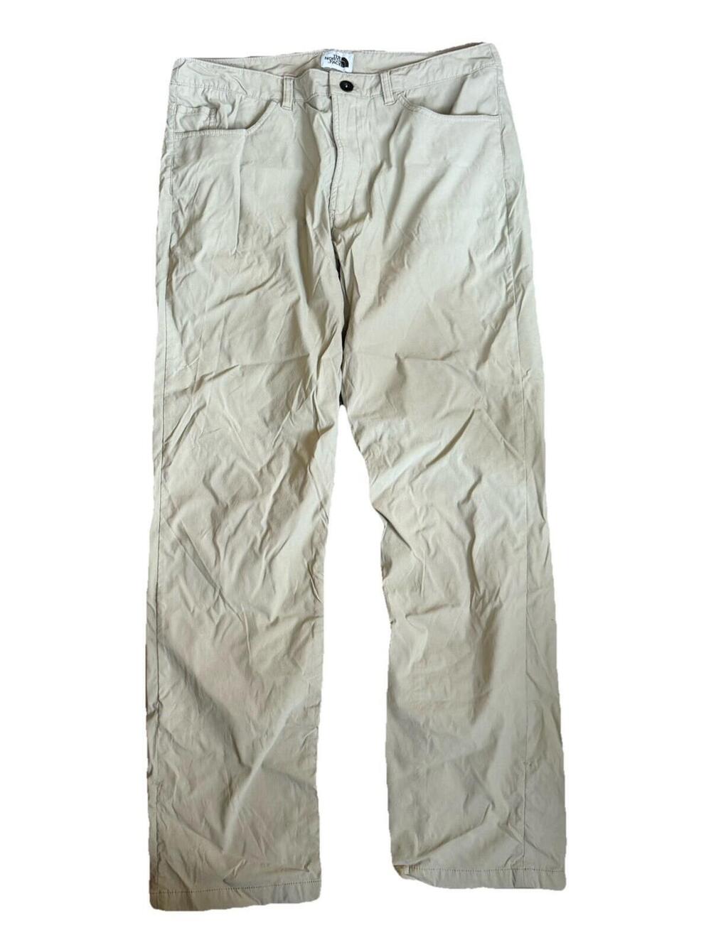 The North Face Pants Mens M Khaki Hiking Nylon Zip Ankle Elastic Waist 34 x 30